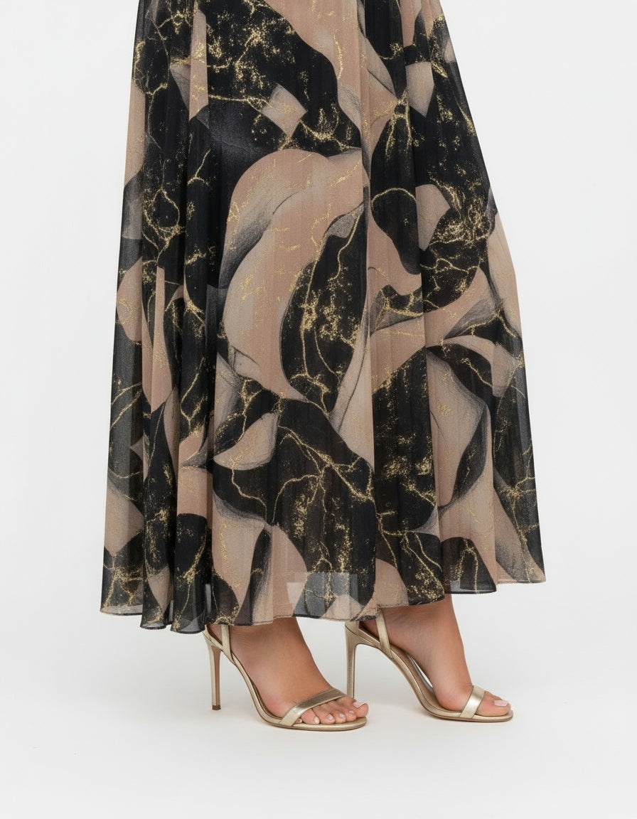 Liora | Elegancka szyfonowa sukienka w delikatny wzór