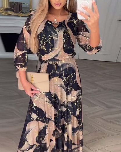 Liora | Elegancka szyfonowa sukienka w delikatny wzór