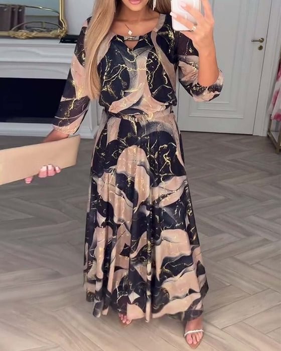 Liora | Elegancka szyfonowa sukienka w delikatny wzór