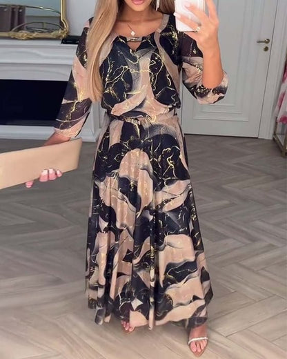 Liora | Elegancka szyfonowa sukienka w delikatny wzór