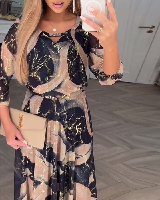 Liora | Elegancka szyfonowa sukienka w delikatny wzór