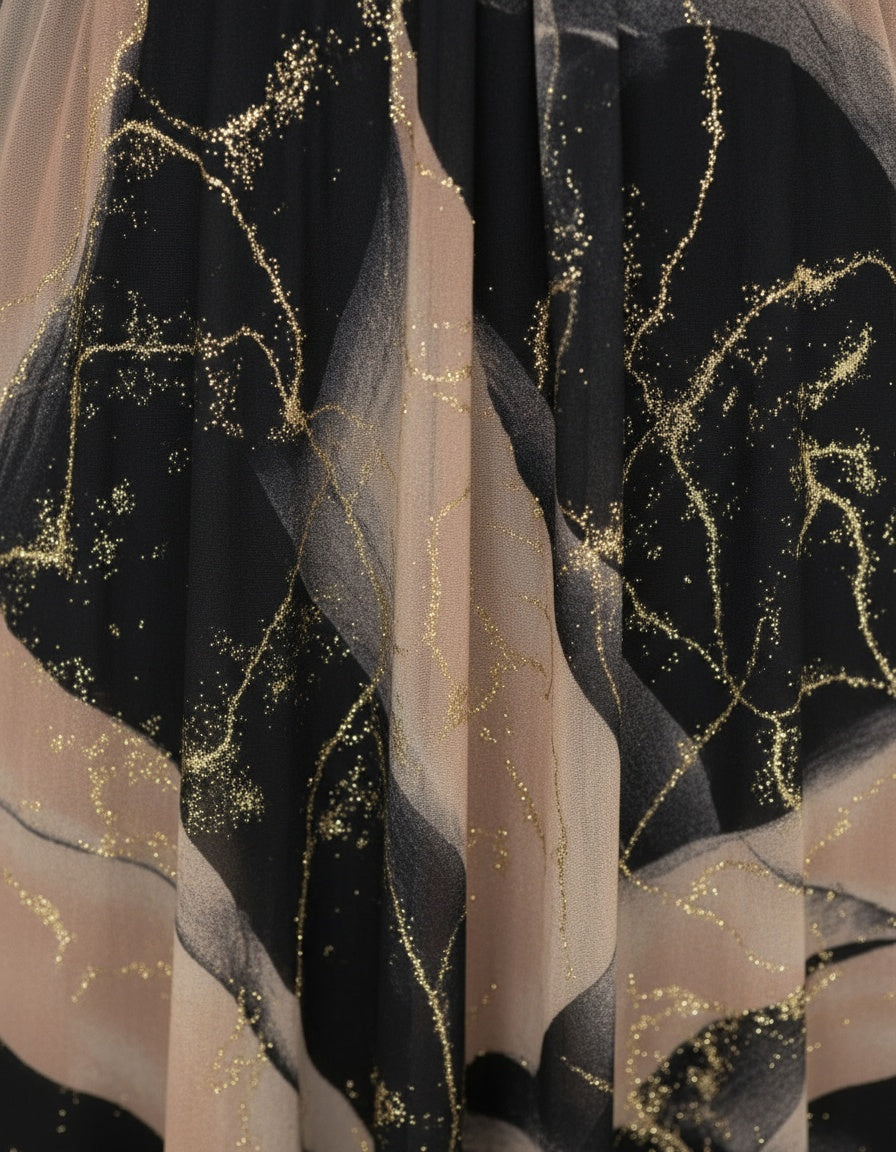 Liora | Elegancka szyfonowa sukienka w delikatny wzór